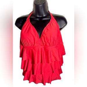 19.Catalina Red Ruffle Swim Suit top